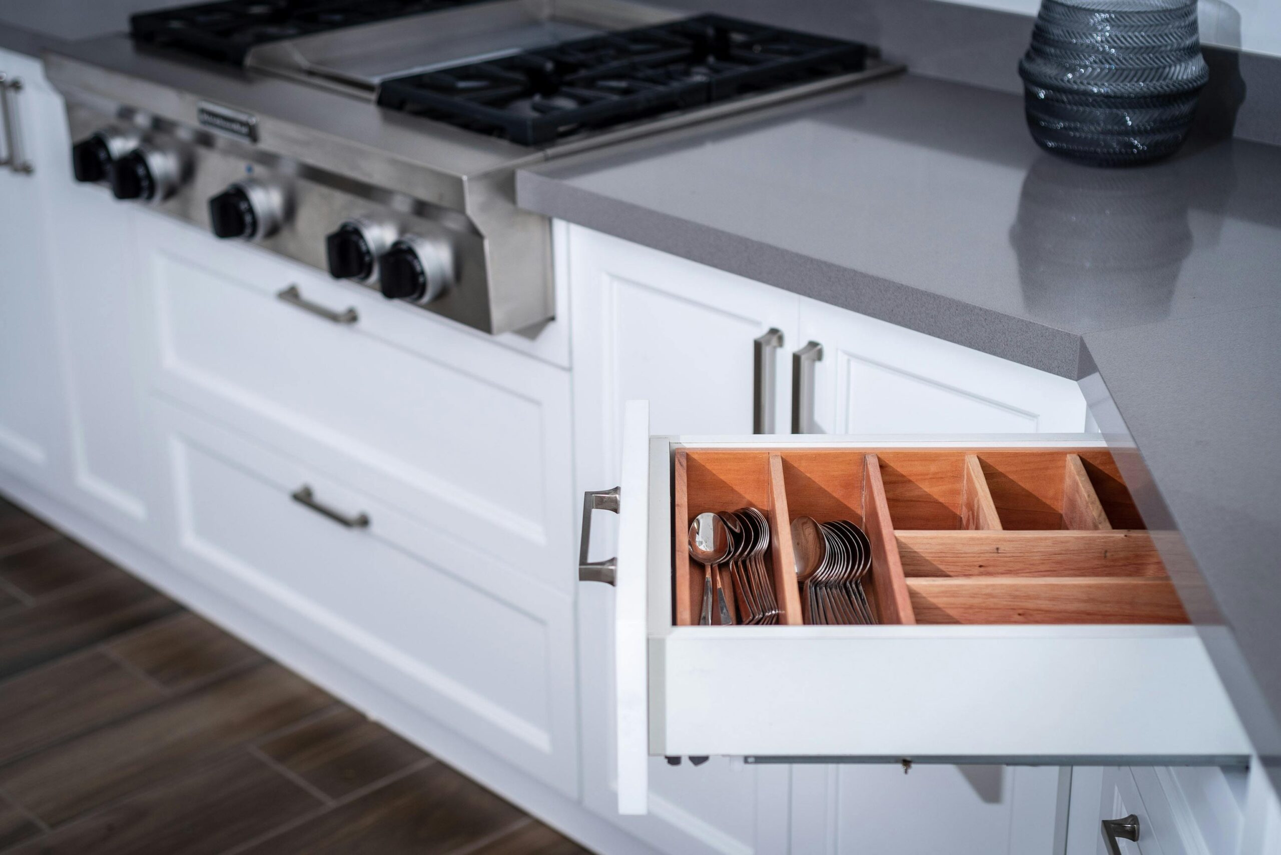 custom kitchen cabinets Sacramento with drawer organizer
