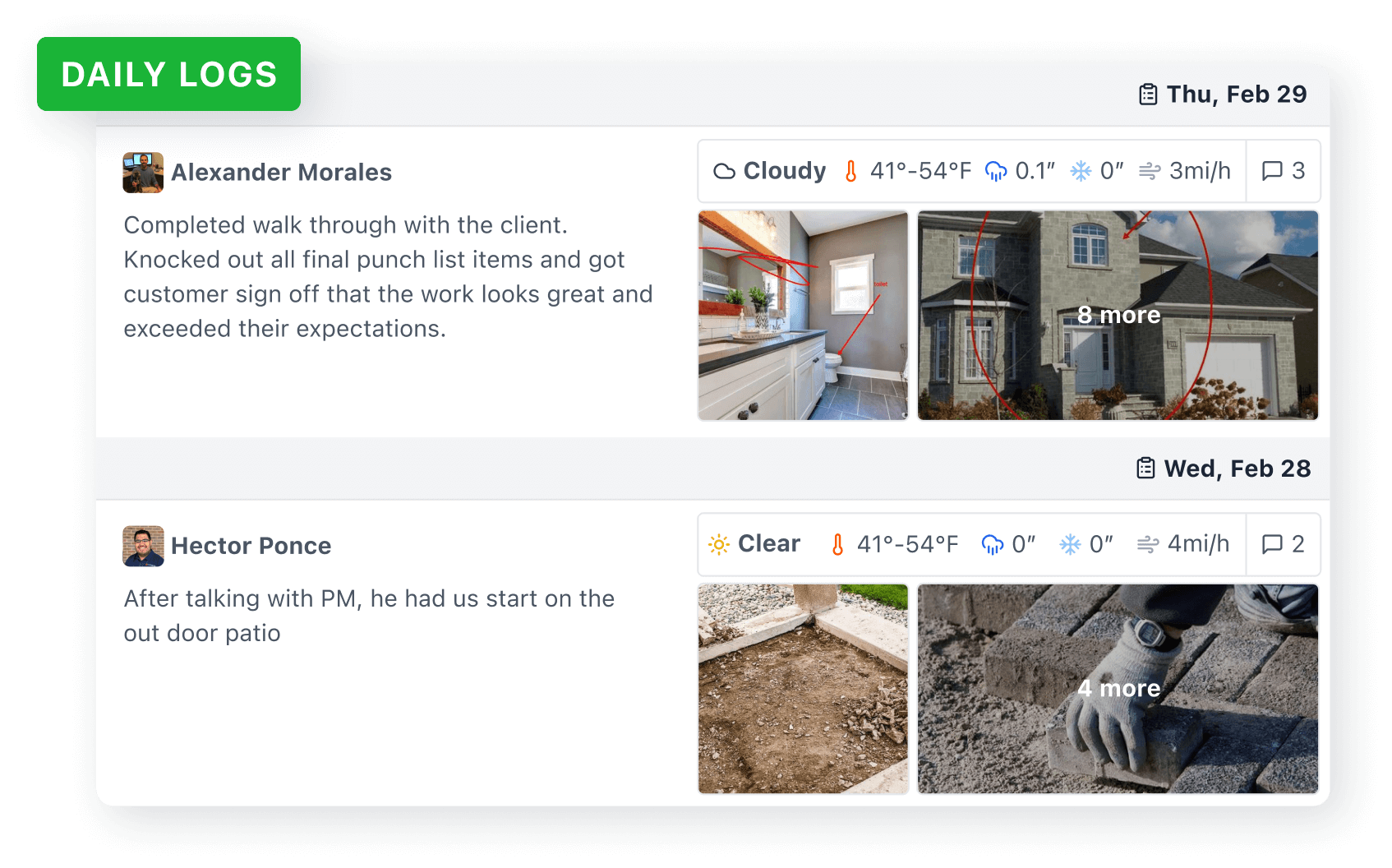 Customer portal daily logs