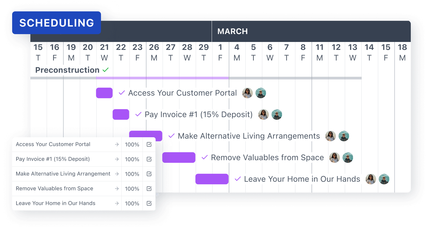 Customer portal scheduling