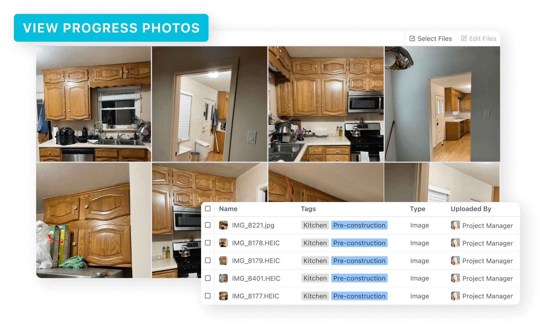 Customer portal progress photos