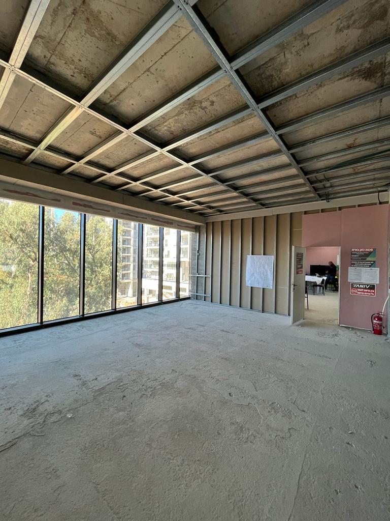 Commercial interior framing and ceiling construction in progress